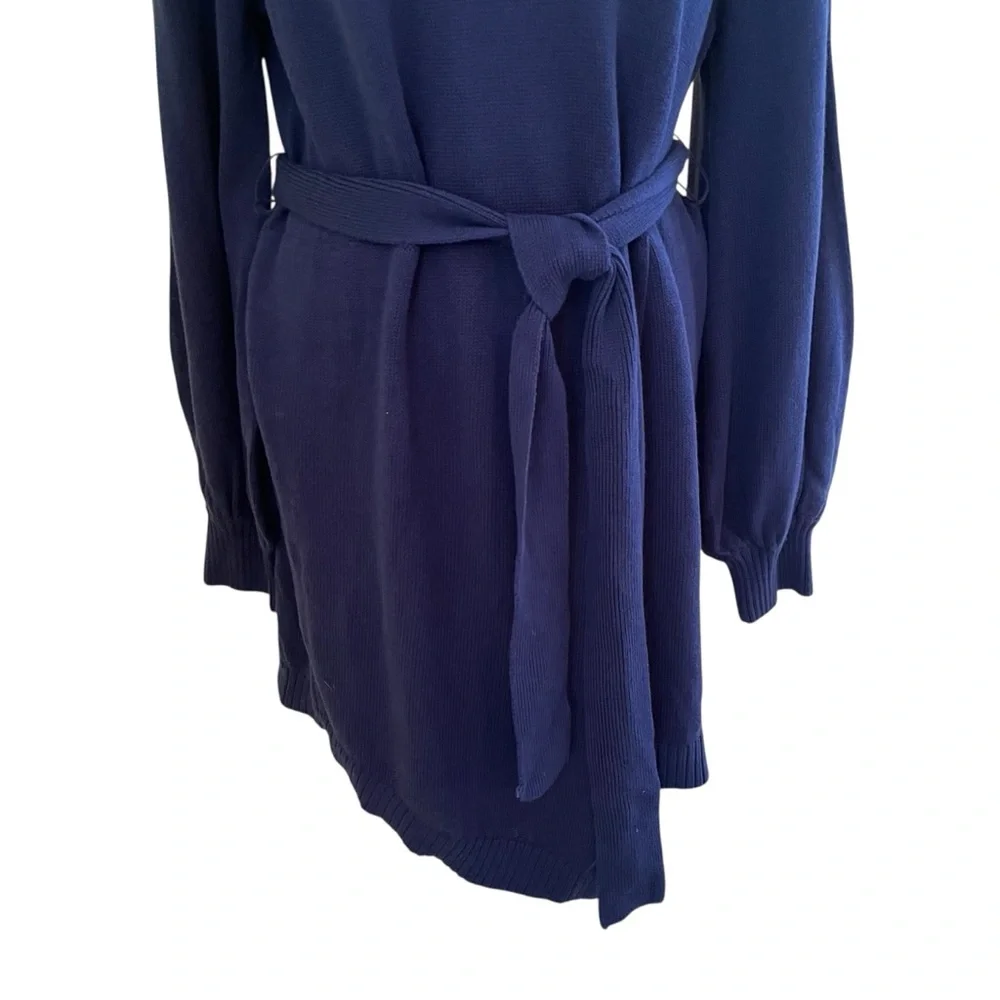 Girl with Curves Navy Blue V-neck Wrap Sweater Tunic L NEW